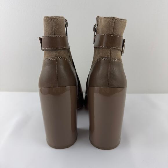 Vince Camuto Erillie Buckle Block Heel Bootie Ankle Boot in Wild Mushroom W-7 - Picture 3 of 12